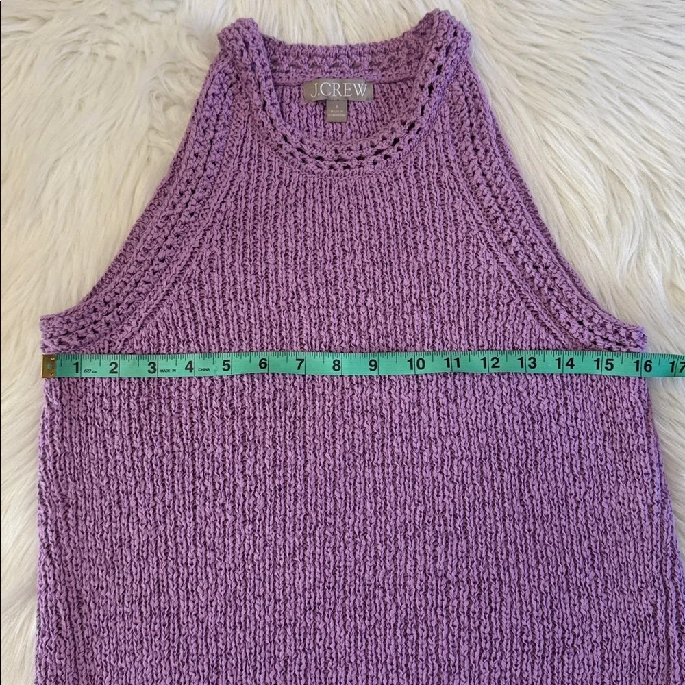 J. Crew Pointelle Purple Lavender High-Neck Textured Knit Sweater Tank Top S